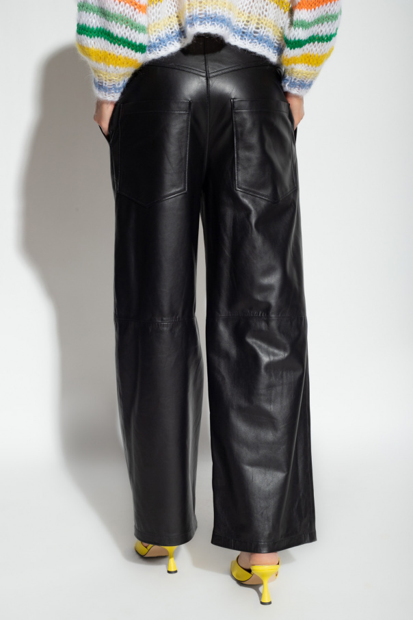 Womens Anastasia Pants - Leather straight leg trousers Loewe ...
